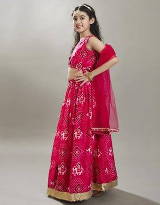 Girls digital printed ready to wear lehenga & blouse with dupatta 4