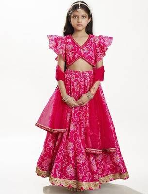 Girls printed thread work ready to wear lehenga & blouse with dupatta 1