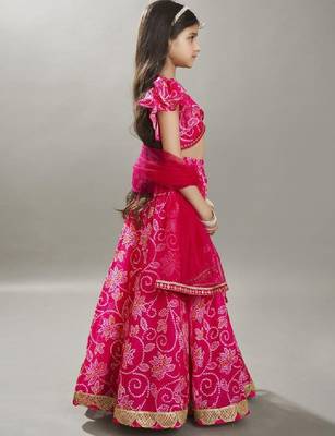 Girls printed thread work ready to wear lehenga & blouse with dupatta 3