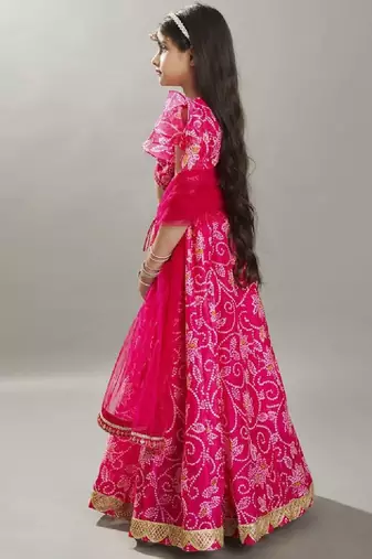 Girls printed thread work ready to wear lehenga & blouse with dupatta
