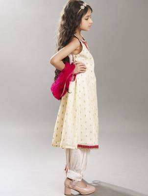 Girls ethnic motifs woven design sequinned kurta with salwar & dupatta 3