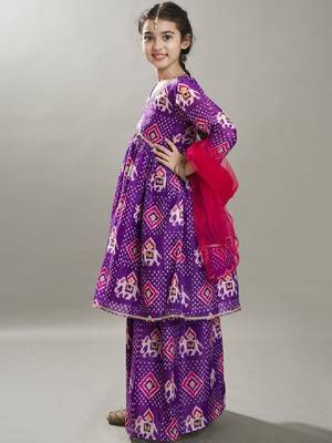 Girls floral printed anarkali kurta with palazzo & dupatta 4