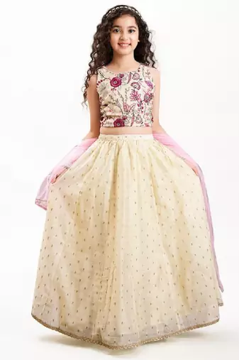 Girls embroidered ready to wear lehenga & blouse with dupatta