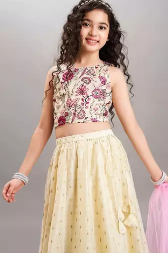 Girls embroidered ready to wear lehenga & blouse with dupatta