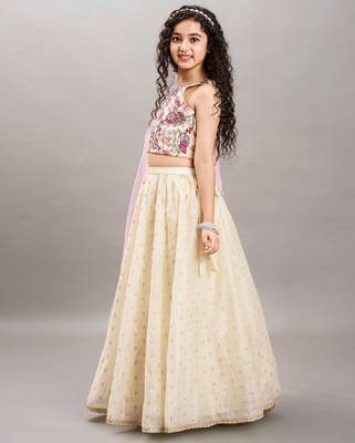 Girls embroidered ready to wear lehenga & blouse with dupatta 4