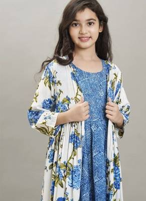 Girls ethnic motifs print fit & flare maxi dress 2