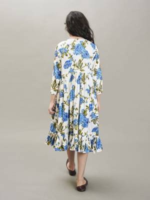 Girls ethnic motifs print fit & flare maxi dress 4