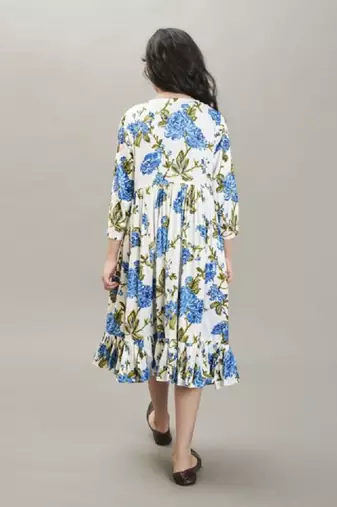 Girls ethnic motifs print fit & flare maxi dress