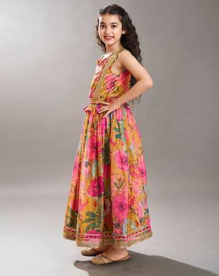 Floral print off-shoulder jacquard fit & flare maxi dress 4