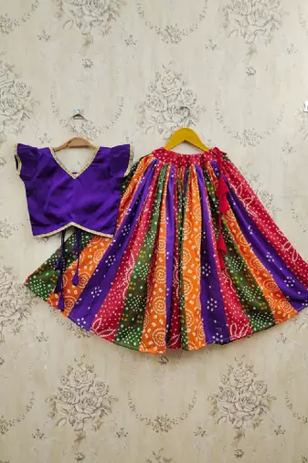 Girls bandhani printed ready to wear lehenga choli