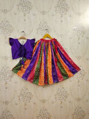 Girls bandhani printed ready to wear lehenga choli 3