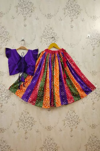 Girls bandhani printed ready to wear lehenga choli