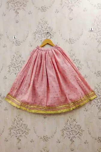 Girls peach sequinned tie and dye ready to wear lehenga & blouse with dupatta