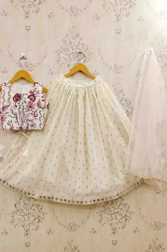 Girls tie and dye ready to wear lehenga & semi-stitched blouse & dupatta