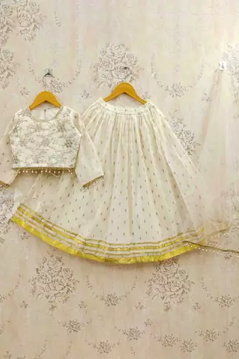 Girls sequinned tie and dye ready to wear lehenga & blouse with dupatta