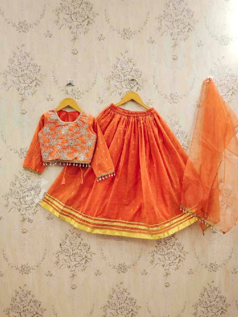 Girls embellished sequinned tie and dye ready to wear lehenga & blouse with dupatta