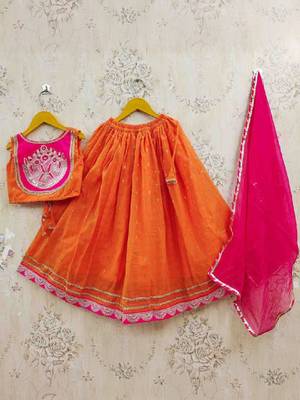 Girls embroidered tie and dye ready to wear lehenga & blouse with dupatta 1
