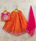 Girls embroidered tie and dye ready to wear lehenga & blouse with dupatta