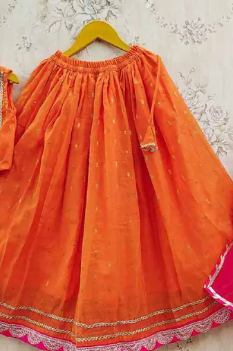 Girls embroidered tie and dye ready to wear lehenga & blouse with dupatta
