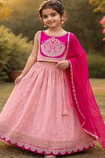 Girls tie and dye ready to wear lehenga & blouse with dupatta