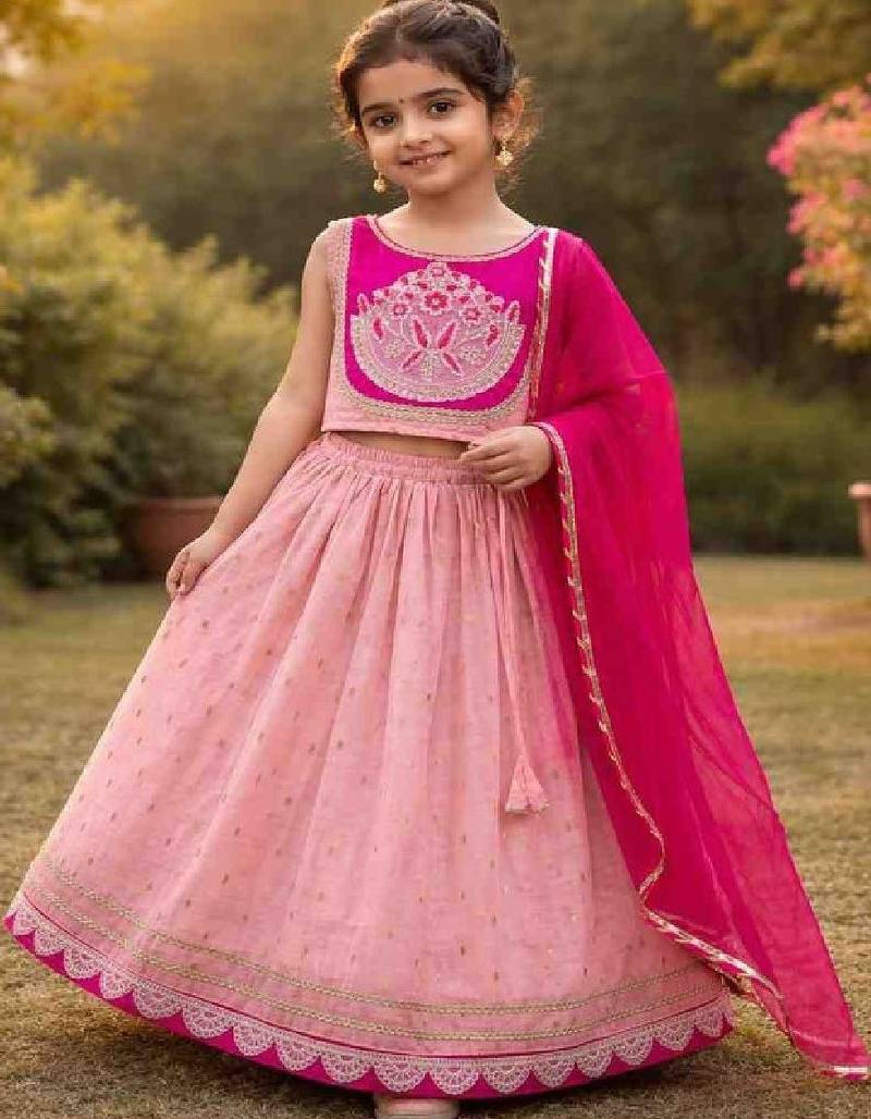 Girls tie and dye ready to wear lehenga & blouse with dupatta