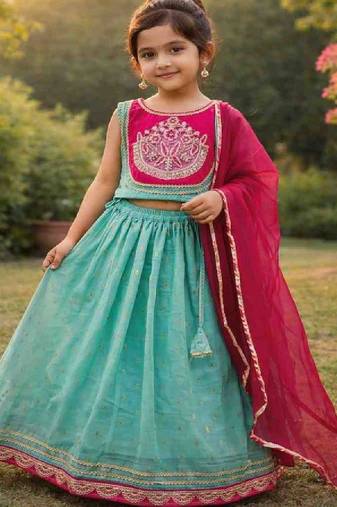 Girls tie and dye ready to wear lehenga & blouse with dupatta