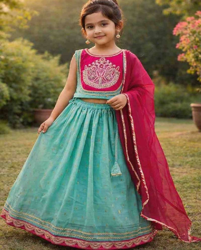 Girls tie and dye ready to wear lehenga & blouse with dupatta