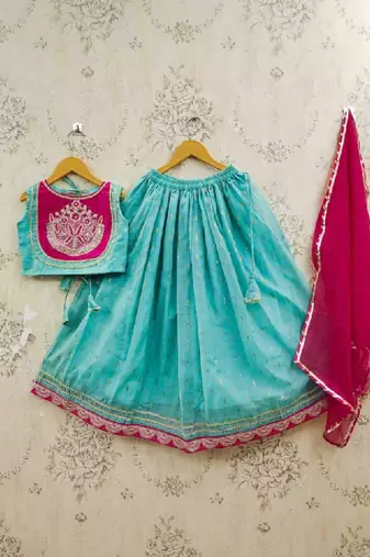Girls tie and dye ready to wear lehenga & blouse with dupatta