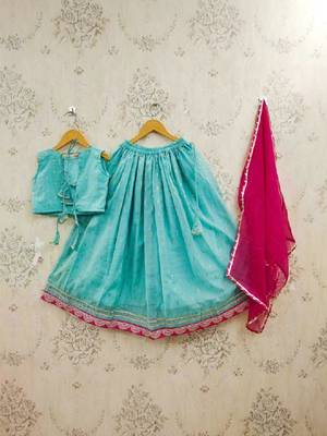 Girls tie and dye ready to wear lehenga & blouse with dupatta 3