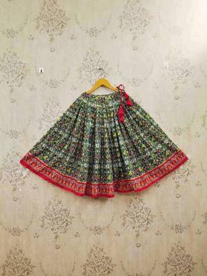 Girls embroidered thread work ikat ready to wear lehenga & 2