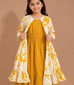 Printed round neck a-line ethnic dresses