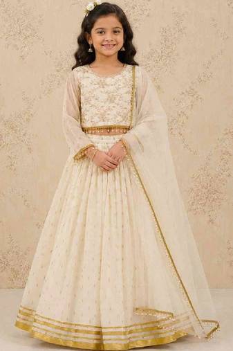 Girls embroidered thread work ready to wear lehenga & blouse with dupatta
