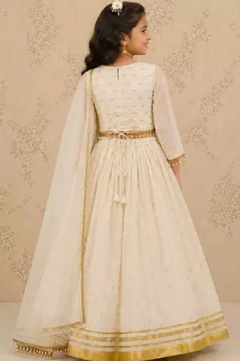 Girls embroidered thread work ready to wear lehenga & blouse with dupatta