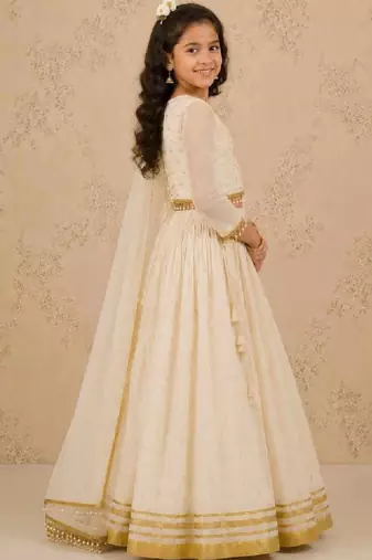 Girls embroidered thread work ready to wear lehenga & blouse with dupatta