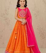 Girls embroidered thread work ready to wear lehenga & blouse with dupatta