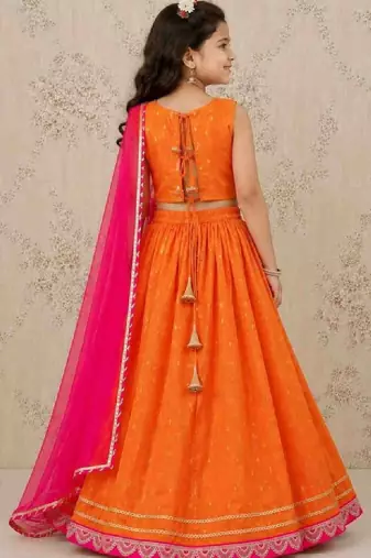 Girls embroidered thread work ready to wear lehenga & blouse with dupatta