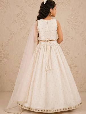 Girls embroidered mirror work ready to wear lehenga & blouse with dupatta 2