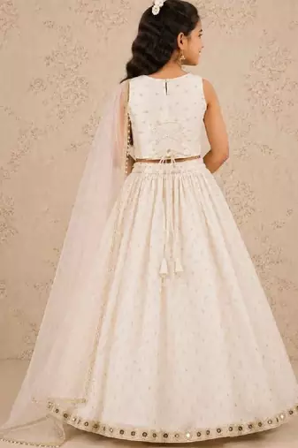 Girls embroidered mirror work ready to wear lehenga & blouse with dupatta