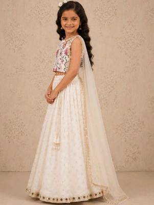 Girls embroidered mirror work ready to wear lehenga & blouse with dupatta 3