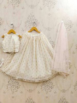 Girls embroidered mirror work ready to wear lehenga & blouse with dupatta 4