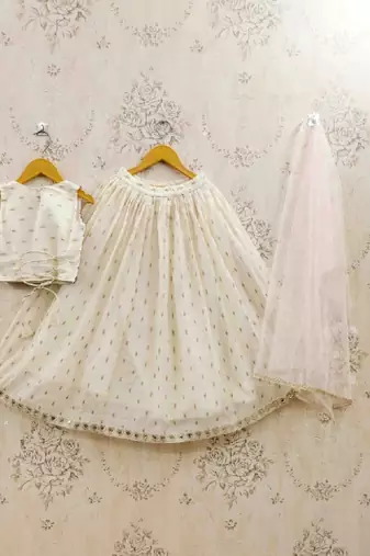 Girls embroidered mirror work ready to wear lehenga & blouse with dupatta