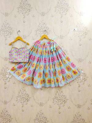 Girls printed ready to wear lehenga & 2