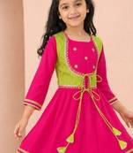 Girls empire thread work pure cotton kurta with sharara