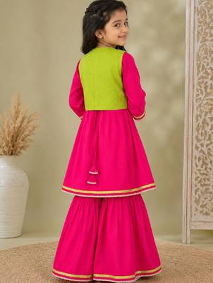 Girls empire thread work pure cotton kurta with sharara 3