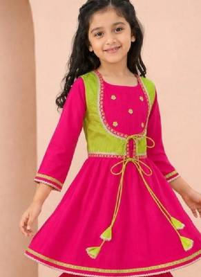Girls empire thread work pure cotton kurta with sharara 1
