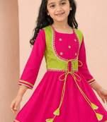 Girls empire thread work pure cotton kurta with sharara
