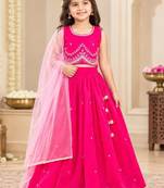 Girls embroidered thread work ready to wear lehenga & blouse with dupatta