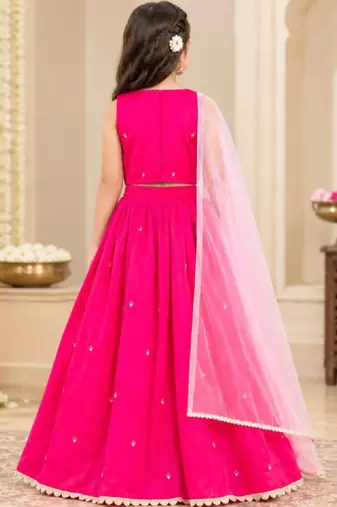 Girls embroidered thread work ready to wear lehenga & blouse with dupatta