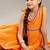 Girls ethnic motifs printed tiered gotta patti chanderi cotton kurta with sharara & with