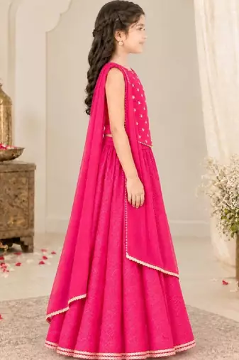 Girls embellished ready to wear lehenga & blouse with dupatta